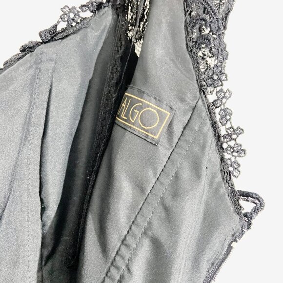 Vintage Black Stretch Lace Dress with Sweetheart Neckline / size Small - Picture 15 of 15